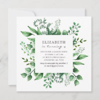 Watercolor greenery botanic. Garden kids birthday