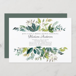 Watercolor Greenery Botanical Bridal Shower Invitation