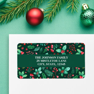 Watercolor Greenery Botanical Floral Christmas  Label