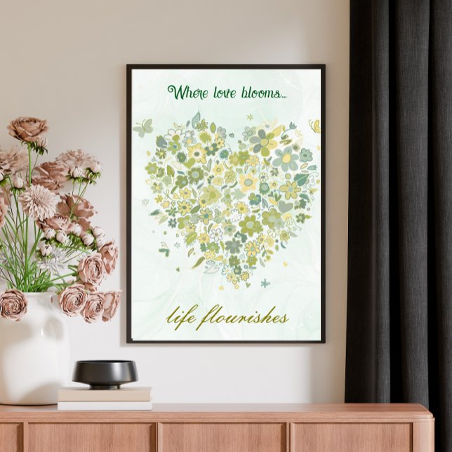Watercolor Greenery Botanical Floral Heart Poster (Creator Uploaded)