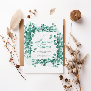 Watercolor Greenery Botanical Wedding Invitation