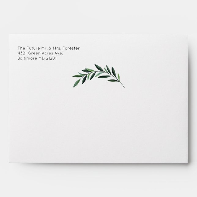 Watercolor Greenery Branches Envelope (Front)