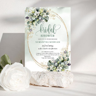 Watercolor Greenery Bridal Shower Invitation