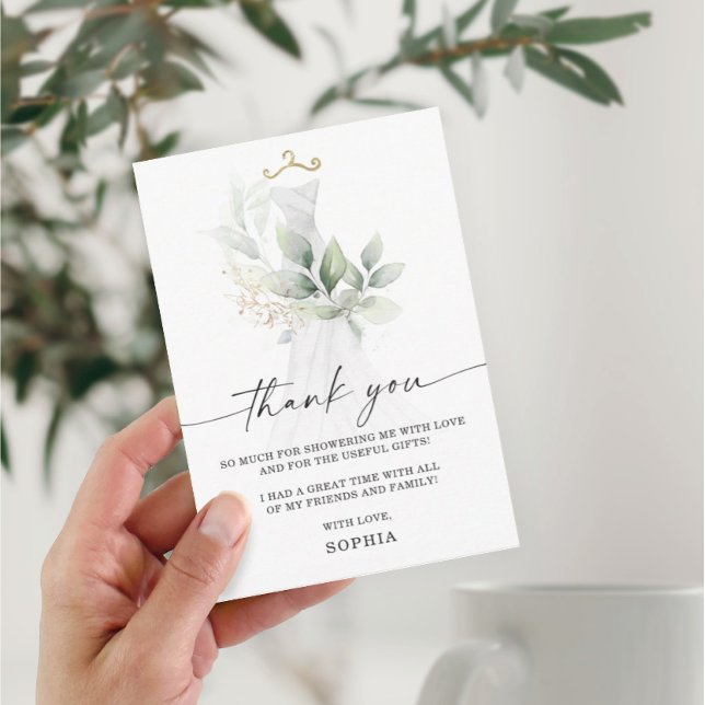 Watercolor Greenery Bridal Shower Thank You Card (Creator Uploaded)