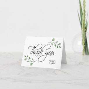 Watercolor Greenery Bridal WEDDING Thank You PHOTO Card