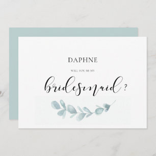 Watercolor greenery bridesmaid proposal card