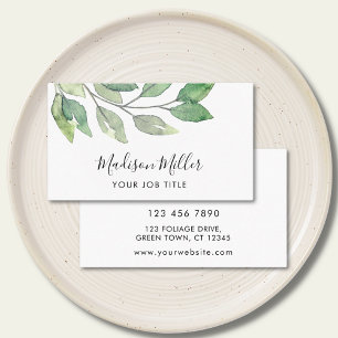 Watercolor Greenery Business Card