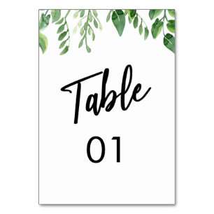 Watercolor Greenery Casual Handwriting Typography2 Table Number