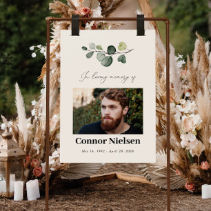 Watercolor Greenery Celebration Of Life Photo Sign