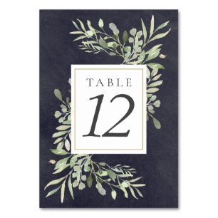 Watercolor Greenery Chalkboard Table Numbers