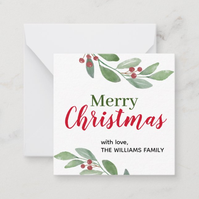 Watercolor Greenery Christmas Cards (Front)
