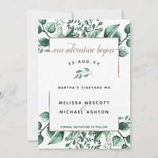 Watercolor Greenery Copper Modern Elegant #Wedding Save The Date