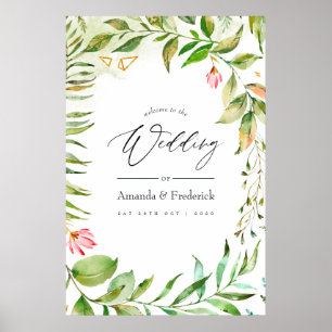 Watercolor Greenery Crystal Wedding Poster