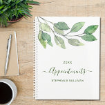 Watercolor Greenery Custom Name Appointments Planner<br><div class="desc">This botanical Appointments Planner is decorated with simple watercolor greenery.
Easily customisable with your name and year.
Use the Design Tool to change the text size,  style,  or colour.
Because we create our artwork you won't find this exact image from other designers.
Original Watercolor © Michele Davies.</div>