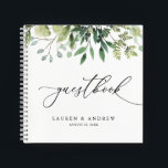Watercolor Greenery Custom Wedding Guestbook Notebook<br><div class="desc">Beautiful watercolor greenery wedding guestbook. Fully customisable to match your wedding theme with names,  dates and background colour.</div>