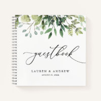 Watercolor Greenery Custom Wedding Guestbook