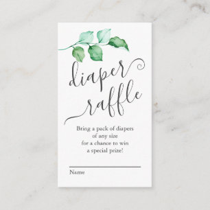 Watercolor Greenery Diaper Raffle Card