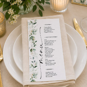 Watercolor Greenery Double Sided Wedding Menu