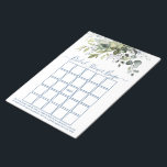 Watercolor Greenery Dusty Blue Bridal Shower Bingo Notepad<br><div class="desc">Modern Elegant Watercolor Botanical Greenery Bridal Shower Bingo Sheets Notepad includes eucalyptus leaves,  green botanical foliage,  dusty blue leaves and other beautiful botanical greenery. Trendy Calligraphy Script. Dusty Blue.</div>