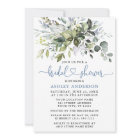 Watercolor Greenery Dusty Blue Heart Bridal Shower