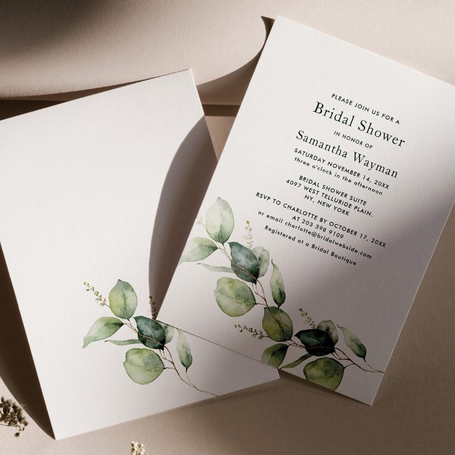 Watercolor Greenery Eucalyptus Bridal Shower Invitation (Creator Uploaded)