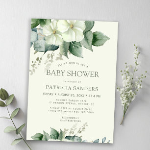 Watercolor greenery eucalyptus floral baby shower invitation