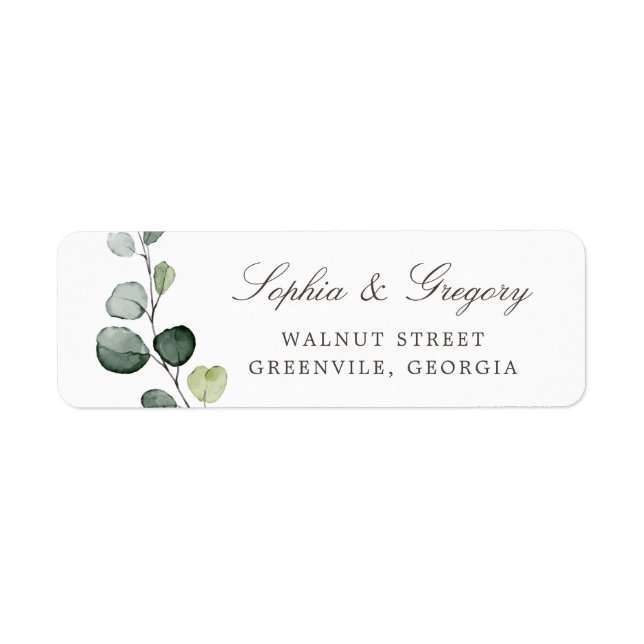 Watercolor Greenery Eucalyptus Leaf Address Label (Front)