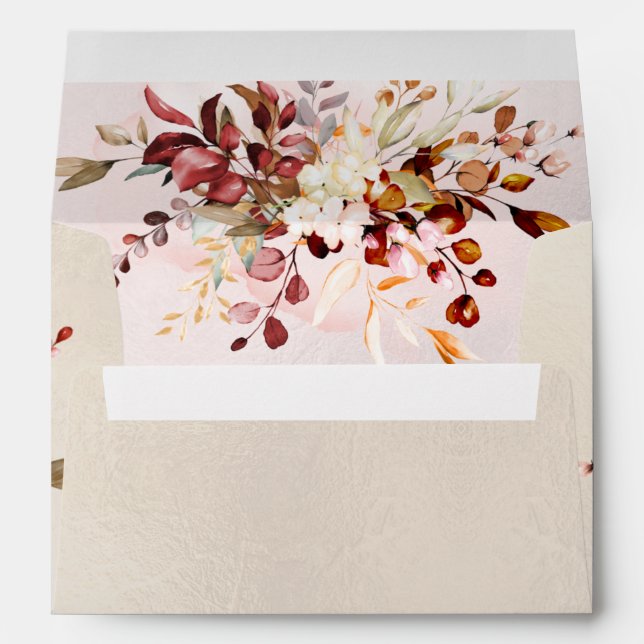 Watercolor Greenery Eucalyptus, Rust Orange Envelope (Back (Bottom))