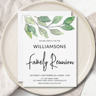 Watercolor Greenery Family Reunion Save The Date Invitation