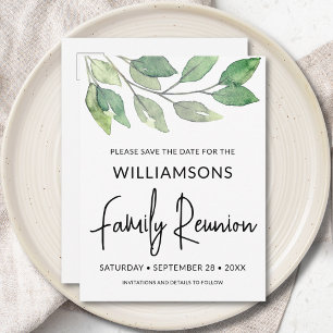 Watercolor Greenery Family Reunion Save The Date Invitation Postcard