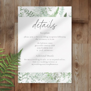 Watercolor Greenery Fern Rustic Wedding Enclosure Card