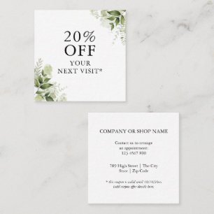 Watercolor Greenery Floral Discount Card