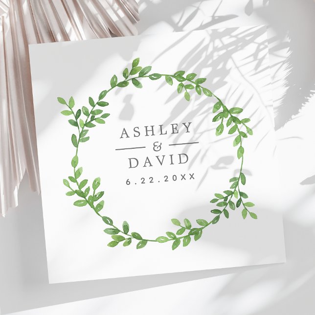 Watercolor Greenery Floral Eucalyptus Wedding Napkin (Creator Uploaded)