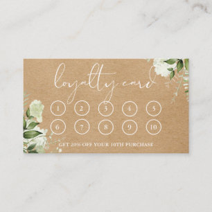 Watercolor Greenery Floral Rustic Kraft Loyalty Card