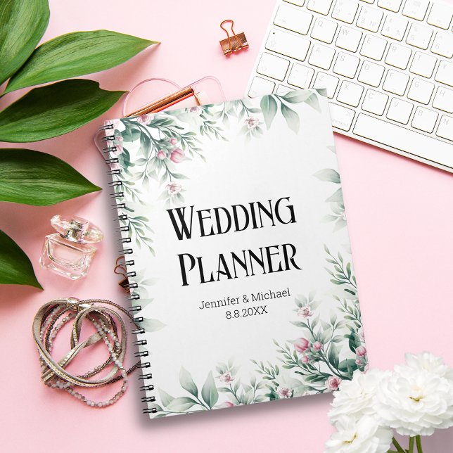 watercolor greenery floral wedding planner  notebook (Creator Uploaded)