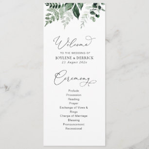 watercolor greenery floral wedding program programme