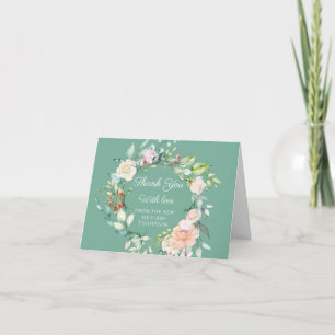 Watercolor Greenery Floral Wedding Thank You Card