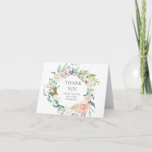 Watercolor Greenery Floral Wedding Thank You Card