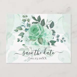 Watercolor Greenery Flowers Save the Date  Postcard