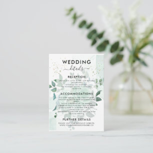 Watercolor Greenery Flowers Wedding Details Enclosure Card