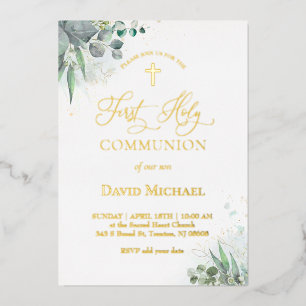 watercolor greenery foliage   First Communion 