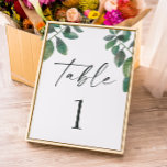 Watercolor greenery foliage. Green script wedding Table Number<br><div class="desc">Watercolor greenery script table number for botanical garden or outdoor wedding. Suitable for birthday,  anniversary and any other party. Please contact me if you need additional items.</div>