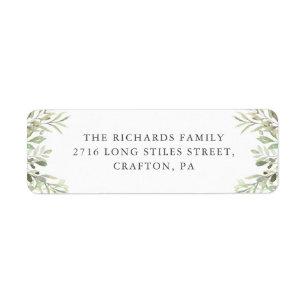 Watercolor Greenery Foliage Return Address