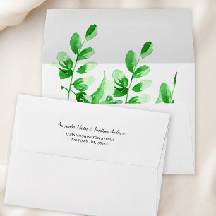 Watercolor Greenery Foliage Wedding Envelope