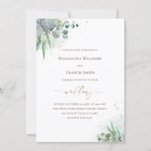 watercolor greenery foliage   wedding invitation