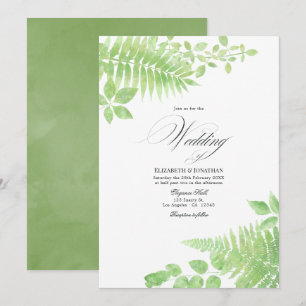 Watercolor Greenery Foliage Wedding Invitation