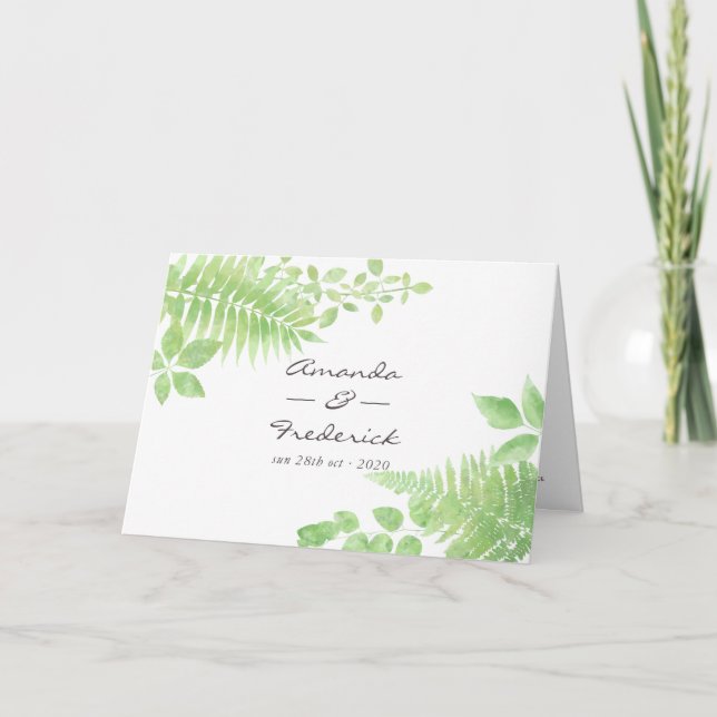 Watercolor Greenery Foliage Wedding Programme (Front)