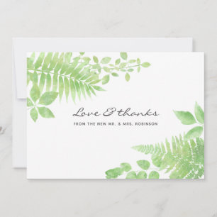 Watercolor Greenery Foliage Wedding Thank You Card