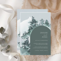 Watercolor Greenery Forest Pine Trees Wedding