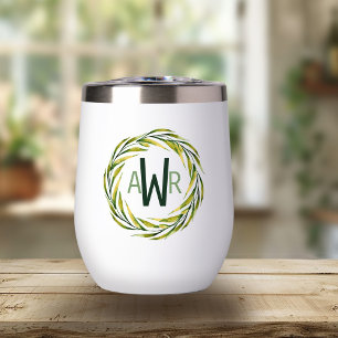 Watercolor Greenery Frame Monogram ID667